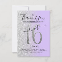 Moda Girly Lavender Purpurina Plata Ombre Sweet 16