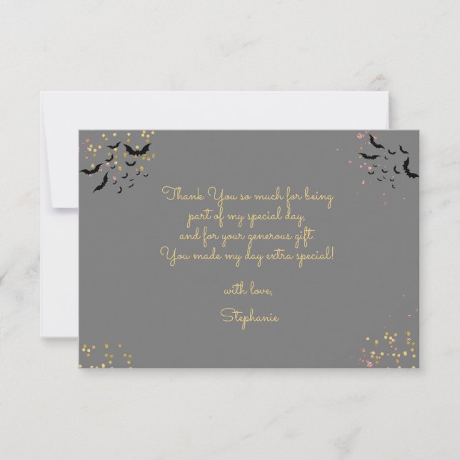Tarjeta De Agradecimiento Moda glam gótico chica temible fiesta de cumpleaño (Anverso)