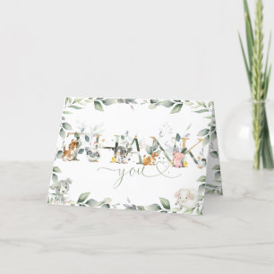 Tarjeta De Agradecimiento Moda Granja Animales Verdor Baby Shower Cumpleaños