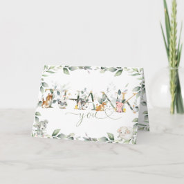 Tarjeta De Agradecimiento Moda Granja Animales Verdor Baby Shower Cumpleaños