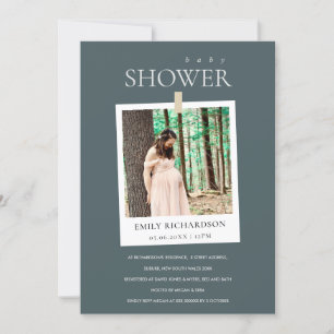 TARJETA DE AGRADECIMIENTO MODA GRIS PERSONALIZADO MÍNIMO FOTO BABY SHOWER IN