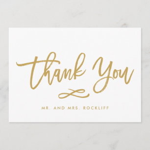 Tarjeta De Agradecimiento Moda Hand Lettered Gold Gracias Flat