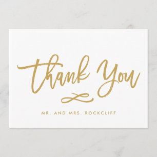 Tarjeta De Agradecimiento Moda Hand Lettered Gold Gracias Flat