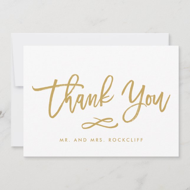 Tarjeta De Agradecimiento Moda Hand Lettered Gold Gracias Flat (Anverso)