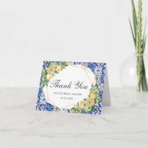 Tarjeta De Agradecimiento Moda Lemon Mediterranean Bridal Baby Shower