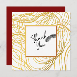 Tarjeta De Agradecimiento Moda Libro blanco simple oro y negro