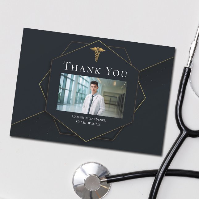 Tarjeta De Agradecimiento Moda Licenciatura en medicina Black Gold (Subido por el creador)
