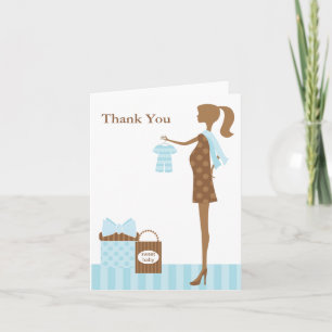 Tarjeta De Agradecimiento Moda Mamá Para Ser Niño Baby Shower Gracias