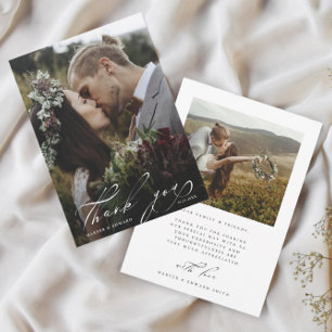 Tarjeta De Agradecimiento Moda Mano Leída 2 Boda de fotografía