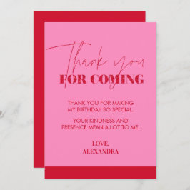 Tarjeta De Agradecimiento Moda manuscrita Purpurina rojo rosado caliente