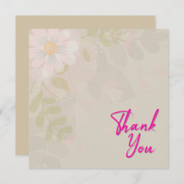 Tarjeta De Agradecimiento Moda Mauve Floral rosa y texto rosa