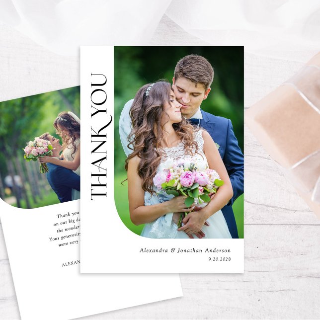 Tarjeta De Agradecimiento Moda mínima moderna 2 Boda de fotos (Subido por el creador)