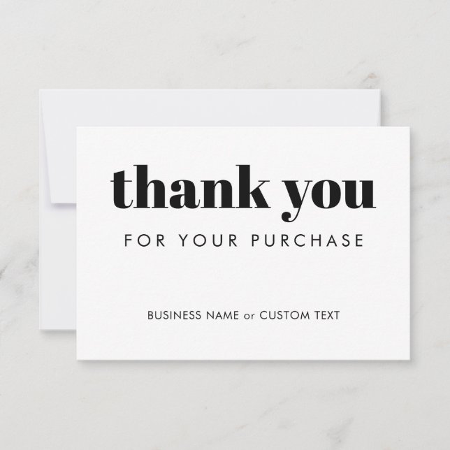 Tarjeta De Agradecimiento Moda Mínima Moderna Pedido de Compra Pequeña Empre (Anverso)