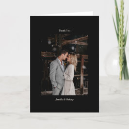 Tarjeta De Agradecimiento Moda minimalista negra elegante foto de Personaliz