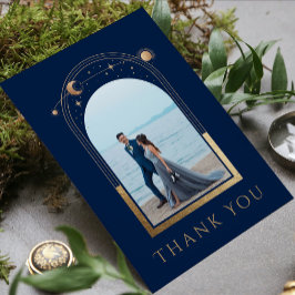 Tarjeta De Agradecimiento Moda mística Boda fotográfico estrella de la luna