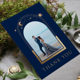 Tarjeta De Agradecimiento Moda mística Boda fotográfico estrella de la luna