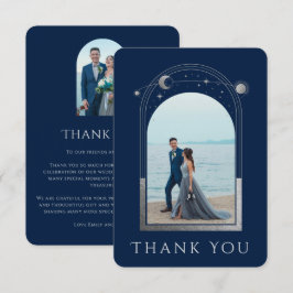 Tarjeta De Agradecimiento Moda mística Estrella de plata azul Boda de fotogr