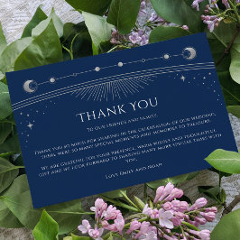 Tarjeta De Agradecimiento Moda mística Estrella de plata azul Boda de fotogr