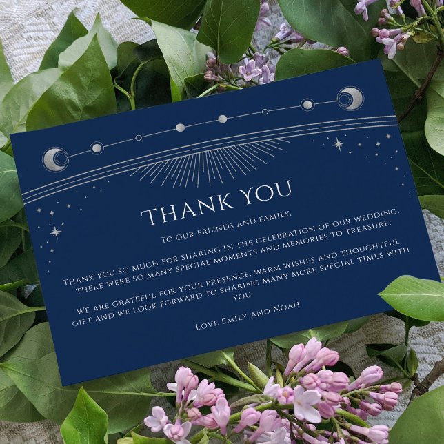 Tarjeta De Agradecimiento Moda mística Estrella de plata azul Boda de fotogr (Subido por el creador)
