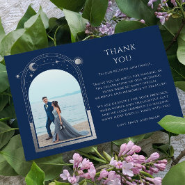 Tarjeta De Agradecimiento Moda mística Estrella de plata azul Boda de fotogr