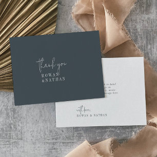 Tarjeta De Agradecimiento Moda moderna Boda azul de la Marina Oscura