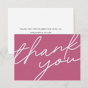 Tarjeta De Agradecimiento Moda moderna Boda de escritura de caligrafía rosa