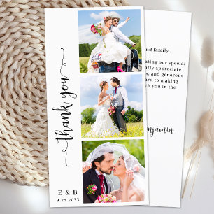 Tarjeta De Agradecimiento Moda moderna Boda de fotografía Monograma 3 person