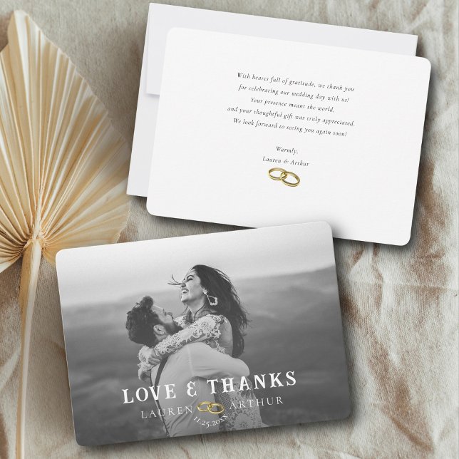 Tarjeta De Agradecimiento Moda moderna Boda de fotos personalizado mínimo (Subido por el creador)