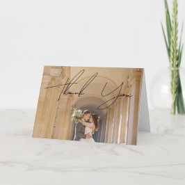 Tarjeta De Agradecimiento Moda moderna Boda de guiones blancos y negros