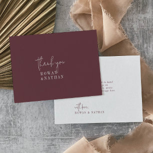 Tarjeta De Agradecimiento Moda moderna Boda plano de Borgoña otoño