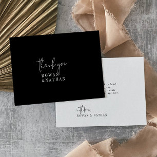 Tarjeta De Agradecimiento Moda moderna Boda plano negro oscuro