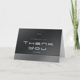 Tarjeta De Agradecimiento Moda moderna de negocios negro plateado