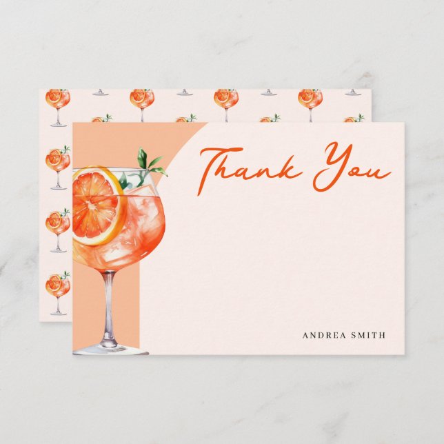 Tarjeta De Agradecimiento Moda Moderna Gracias Aperol Spritz (Anverso / Reverso)