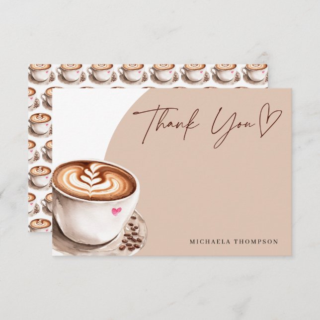 Tarjeta De Agradecimiento Moda moderna Gracias Café Ducha Bridal (Anverso / Reverso)