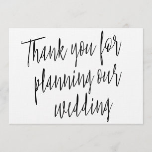 Tarjeta De Agradecimiento Moda moderna "Gracias por planear a nuestro boda"