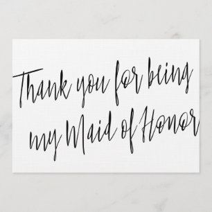 Tarjeta De Agradecimiento Moda moderna "Gracias por ser mi criada de honor"