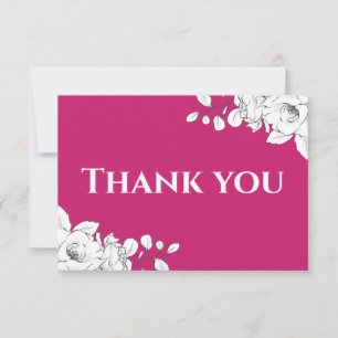 Tarjeta De Agradecimiento Moda moderna Magenta Floral blanca