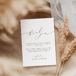 Tarjeta De Agradecimiento Moda moderna minimalista Guión elegante matrimonio
