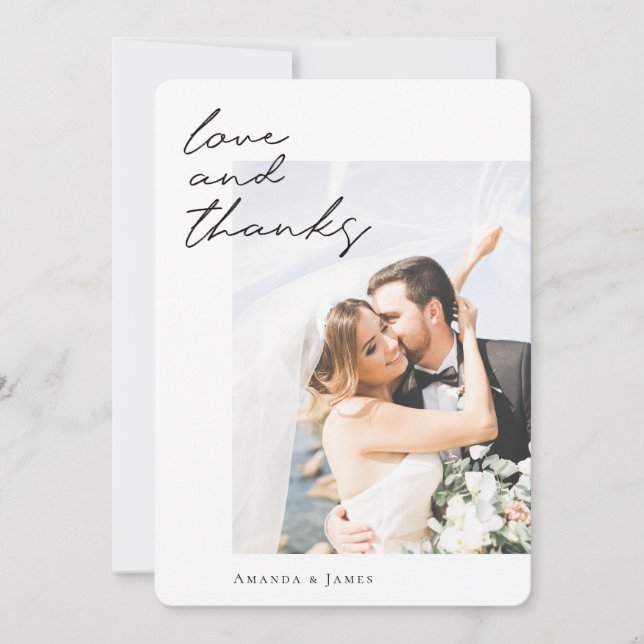 Tarjeta De Agradecimiento Moda moderna Personalizado de escritura negra Boda (Anverso)
