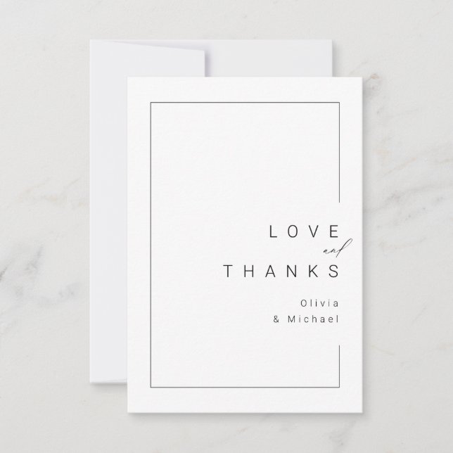 Tarjeta De Agradecimiento Moda moderna tipografía mínima boda gracias (Anverso)
