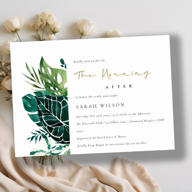 Tarjeta De Agradecimiento Moda Monstera Fauna Verde Mañana Después De Invita (Subido por el creador)