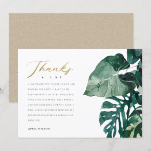 Tarjeta De Agradecimiento Moda Monstera Tropical Foliage Green Baby Shower