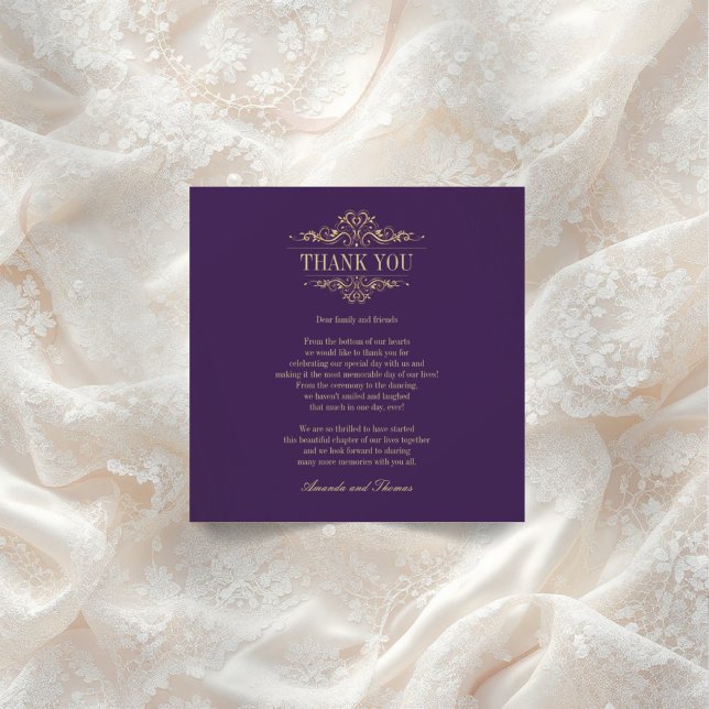 Tarjeta De Agradecimiento Moda morada adornada dorada moderna (Subido por el creador)