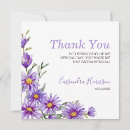 Tarjeta De Agradecimiento Moda Morado Aster Floral