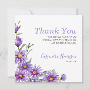 Tarjeta De Agradecimiento Moda Morado Aster Floral