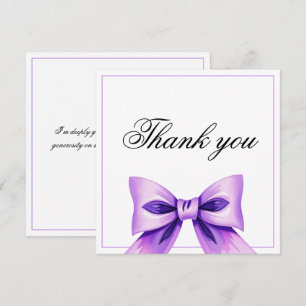 Tarjeta De Agradecimiento Moda Morado Bow Coquette Chica Dulce 16 Cumpleaños