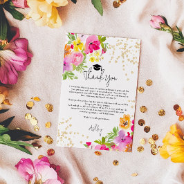 Tarjeta De Agradecimiento Moda Negrita Graduación de color de agua Purpurina