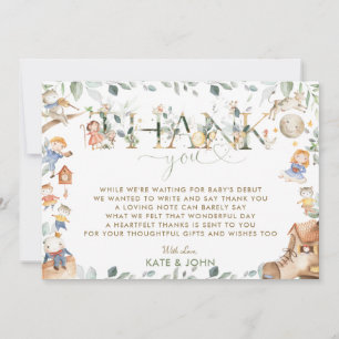 Tarjeta De Agradecimiento Moda Nursery Rhyme Greenery Baby Shower Boy Chica