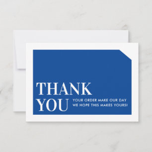 Tarjeta De Agradecimiento MODA ORDEN INSERTAR negocio gracias azul real