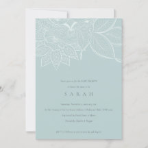 Moda Ornate Paisley Dusky Blue Baby Shower Invitar